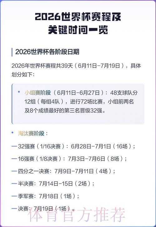 2026世界杯赛程直播时间表